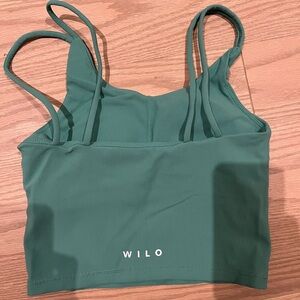 Wilo Women's Ribbed Strappy Bralette Crop Size Small in Green